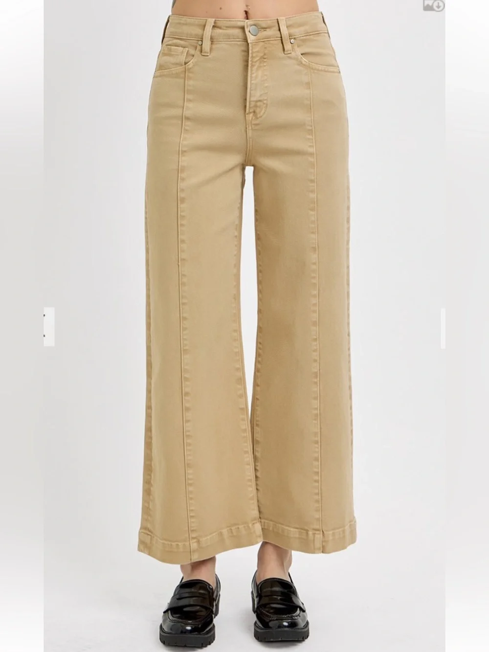 122 RISEN TUMMY CONTROL HIGH RISE CROP WIDE JEANS